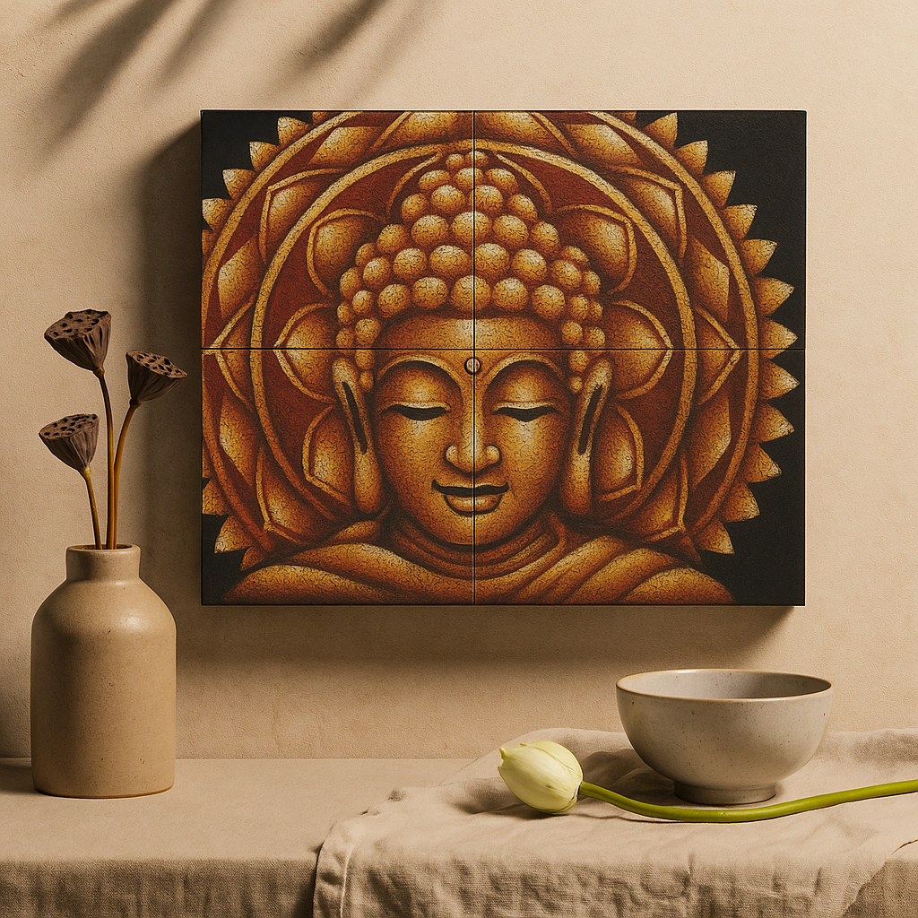 Set de 4 tablouri pe pânză cu mandala Buddha