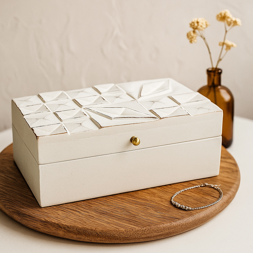 Multi-Purpose Storage Box White Diamonds 22x12x10 cm