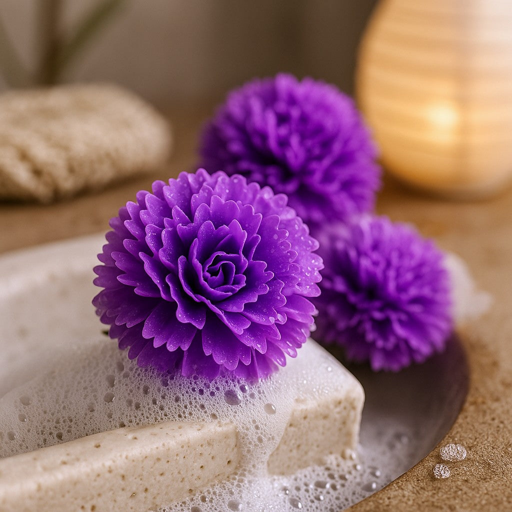 Soap Flowers Carnations Violet 10 Pieces
