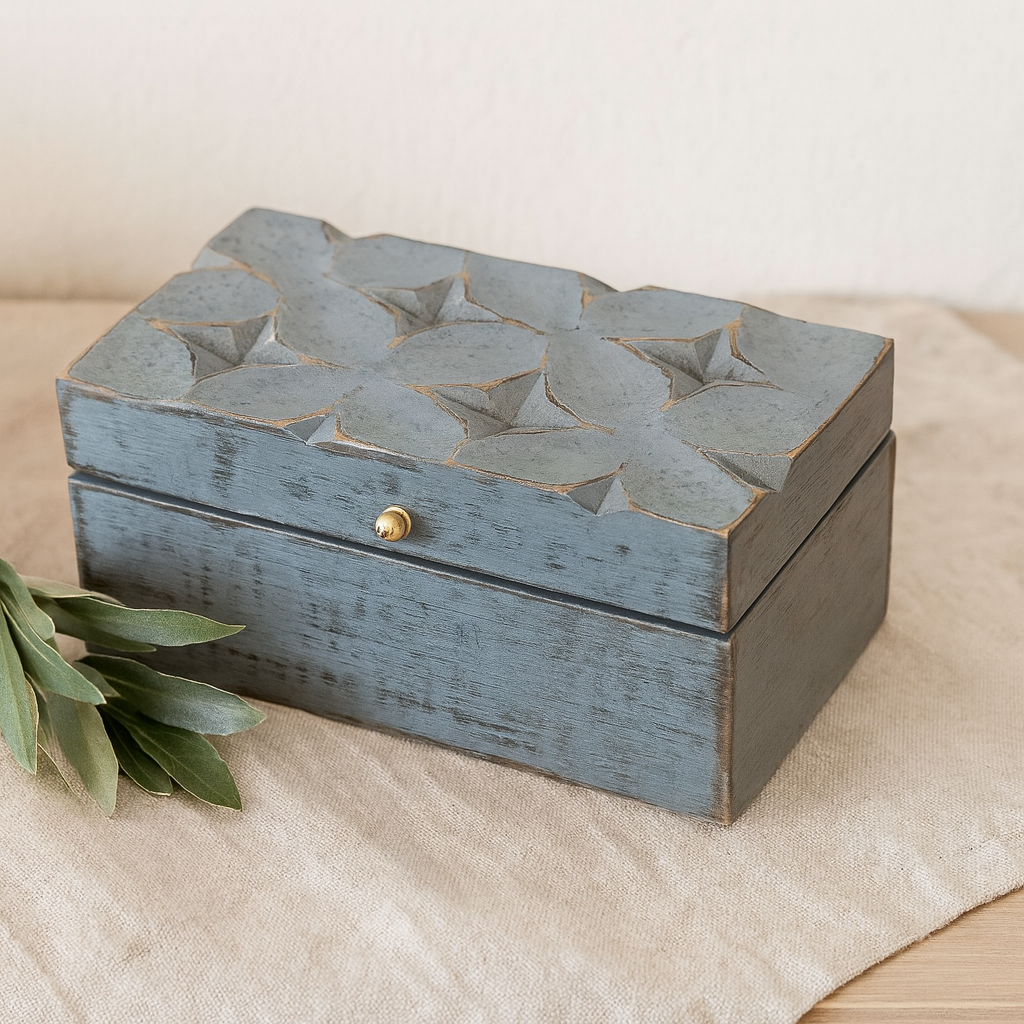Storage Box Grey Star 22x12x10cm