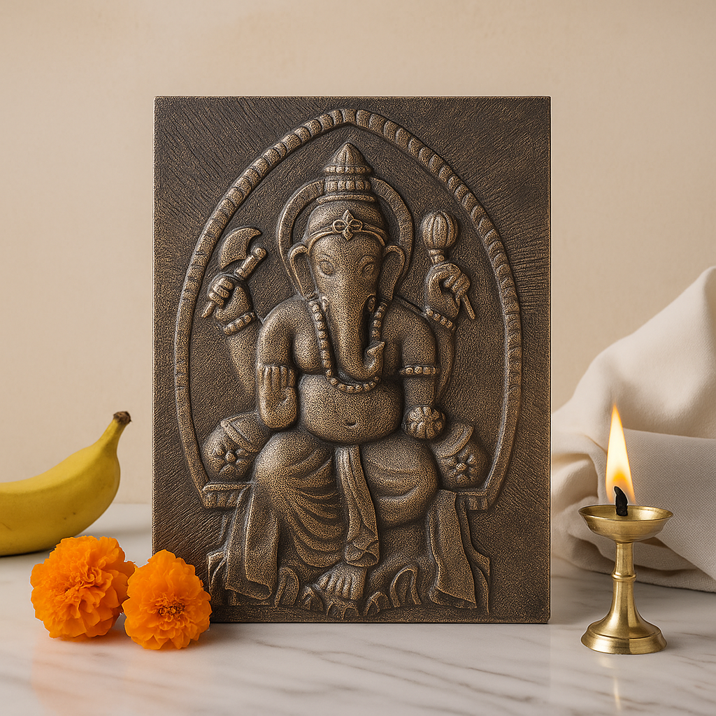 Ganesha starožitné zlaté železné nástenné umenie 0.7x1m