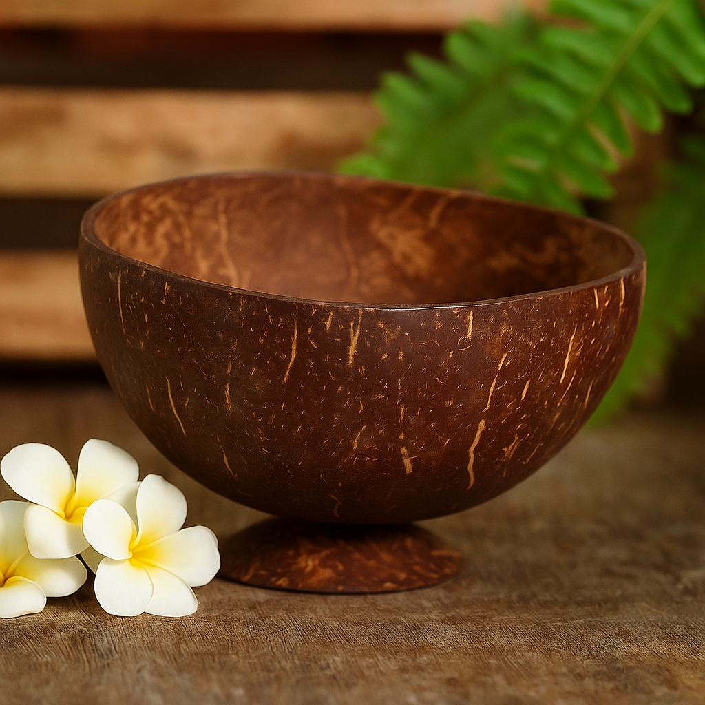 Medium Handcrafted Coconut Shell Footed Bowl