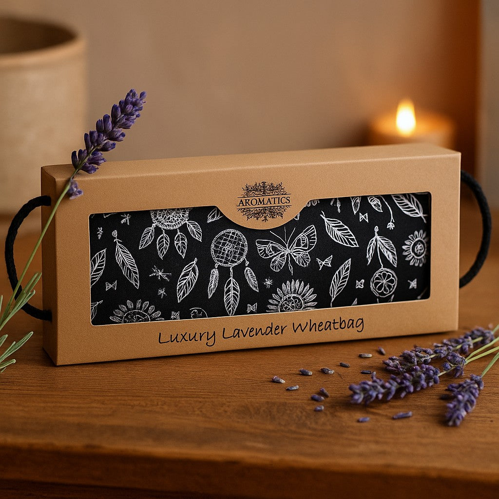 Caja de regalo con almohada para ojos de lavanda y atrapasueños