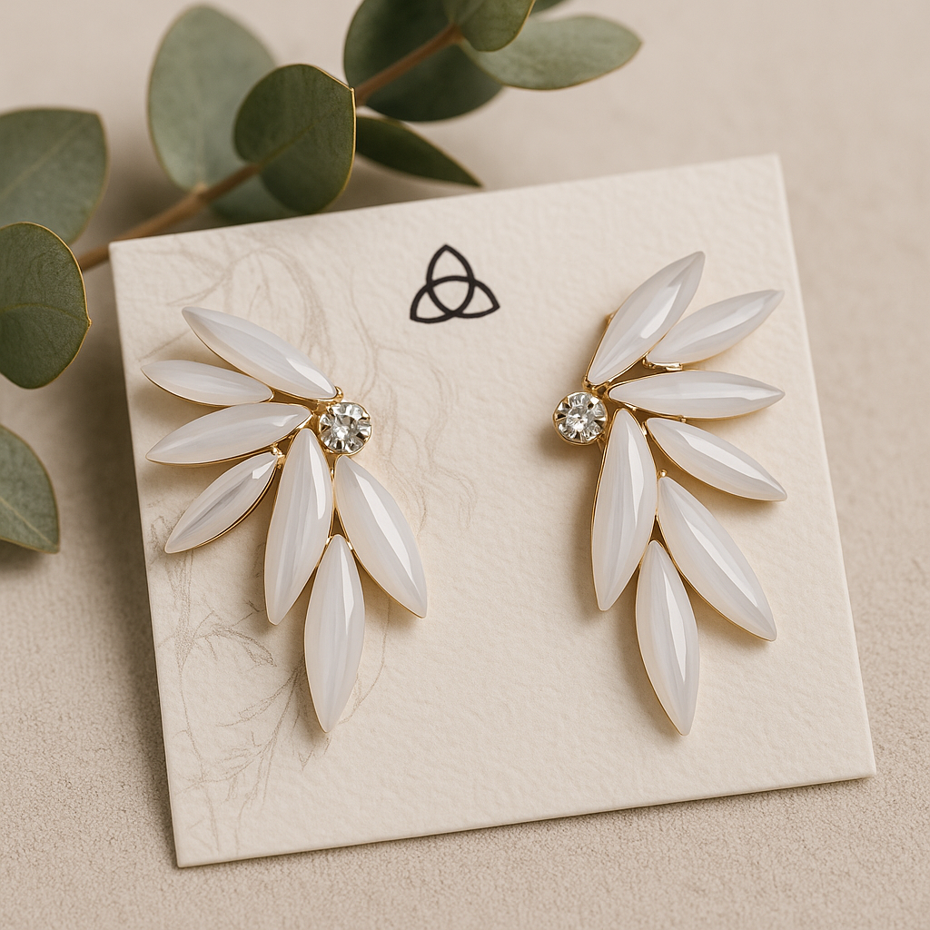 Opaline Glass Leaf Crystal Ear Climber Earrings