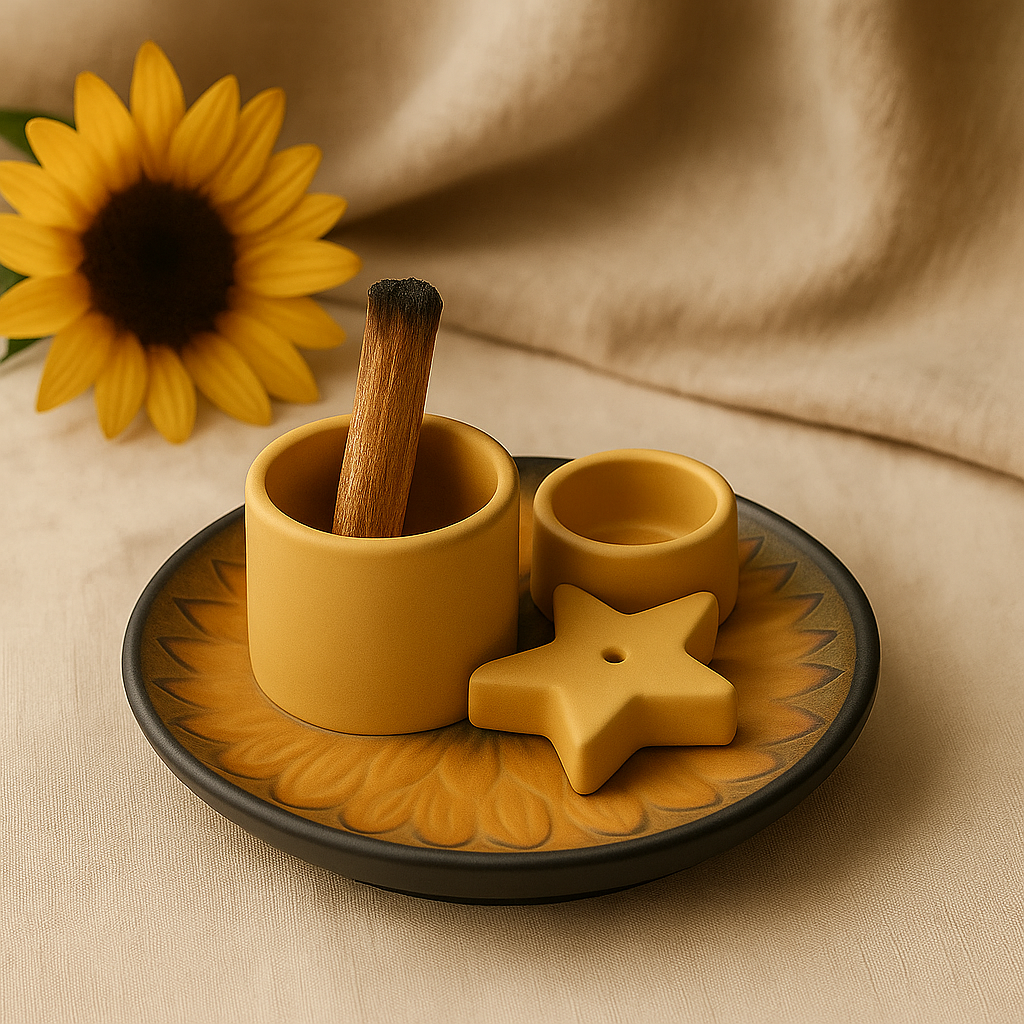 Sunflower Ceramic Palo Santo Incense Smudge Holder Tray