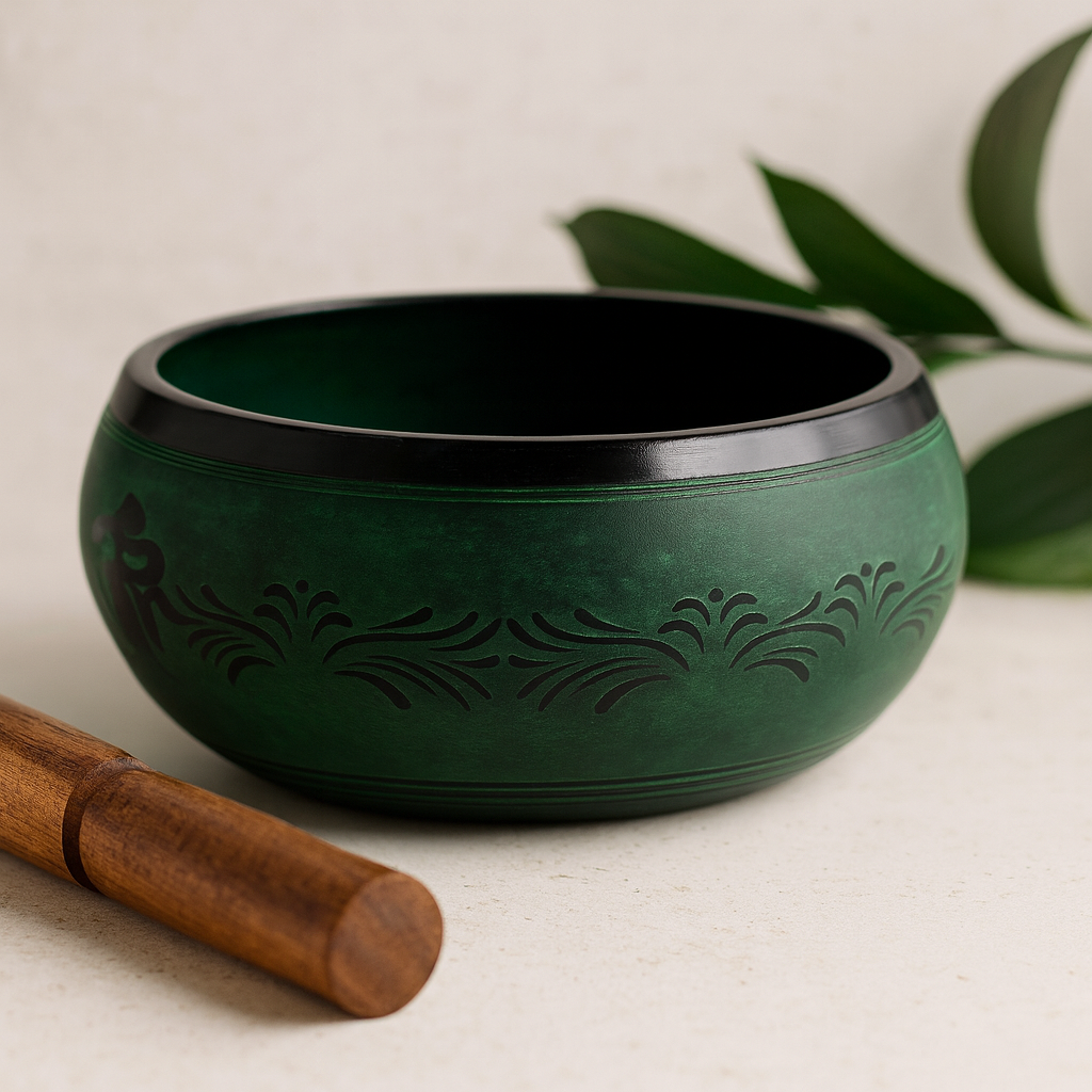 23cm Moss Green Tibetan Singing Bowl, Extra Loud