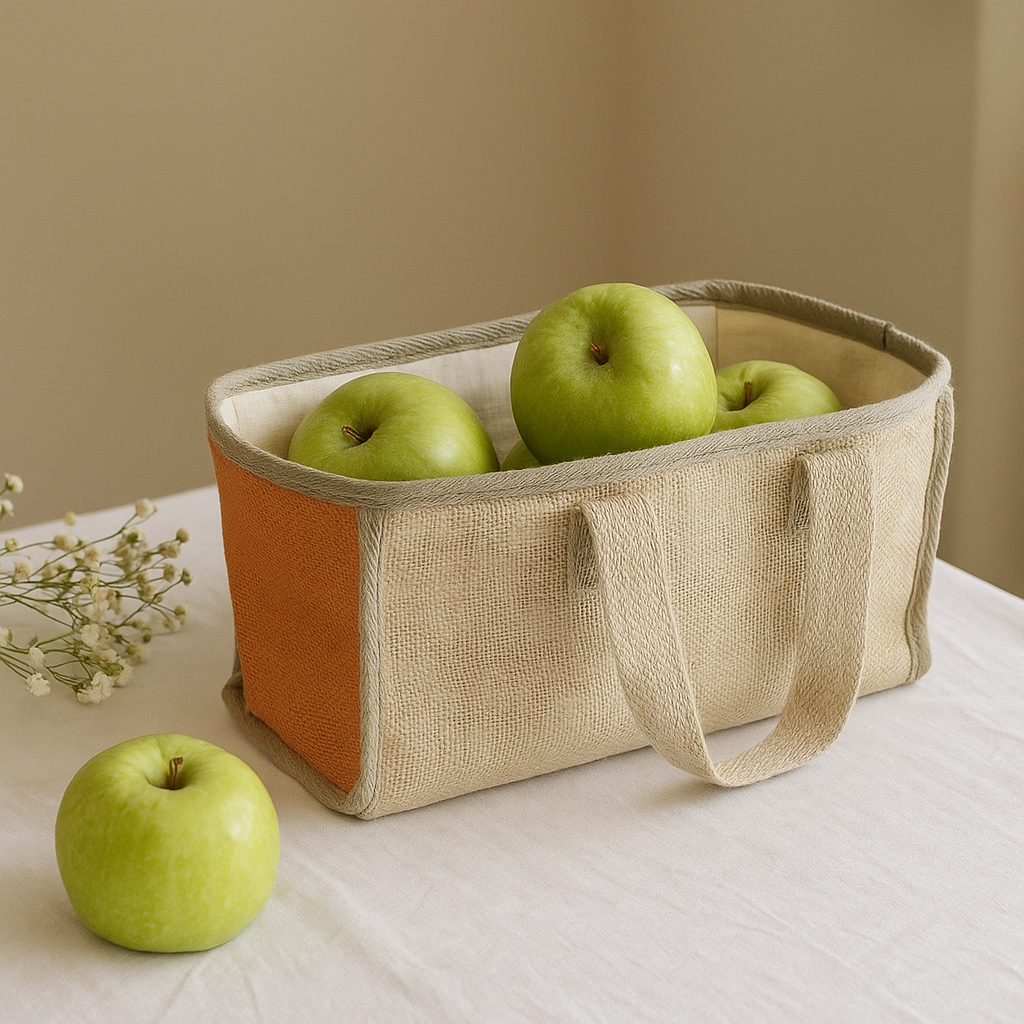 Winkelmand Jute Katoen, Kurkuma 33x18x20cm