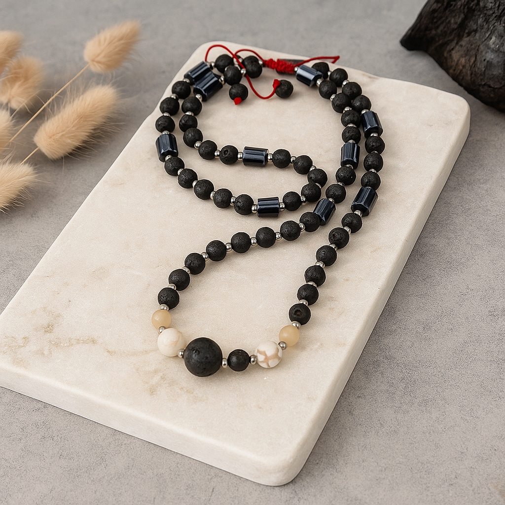 Bali Lava Stone Howlite Layered Necklace