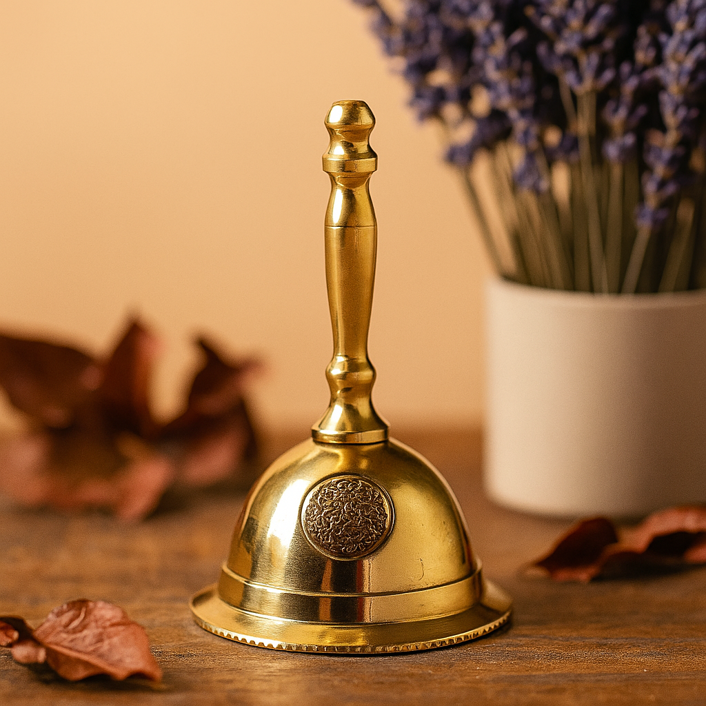 Brass Altar Meditation Hand Bell – Flower of Life