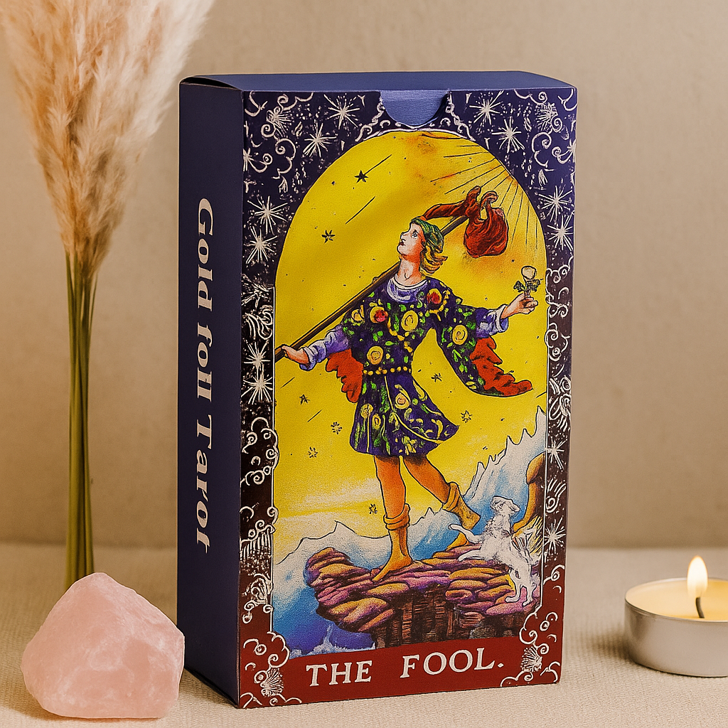 Blue Gold Foil Mandala Tarot Cards with Guidebook