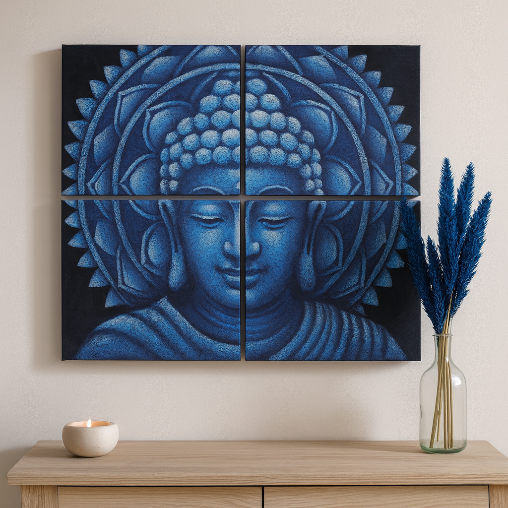 Buddha Mandala Tuval Duvar Sanatı Seti 4'lü