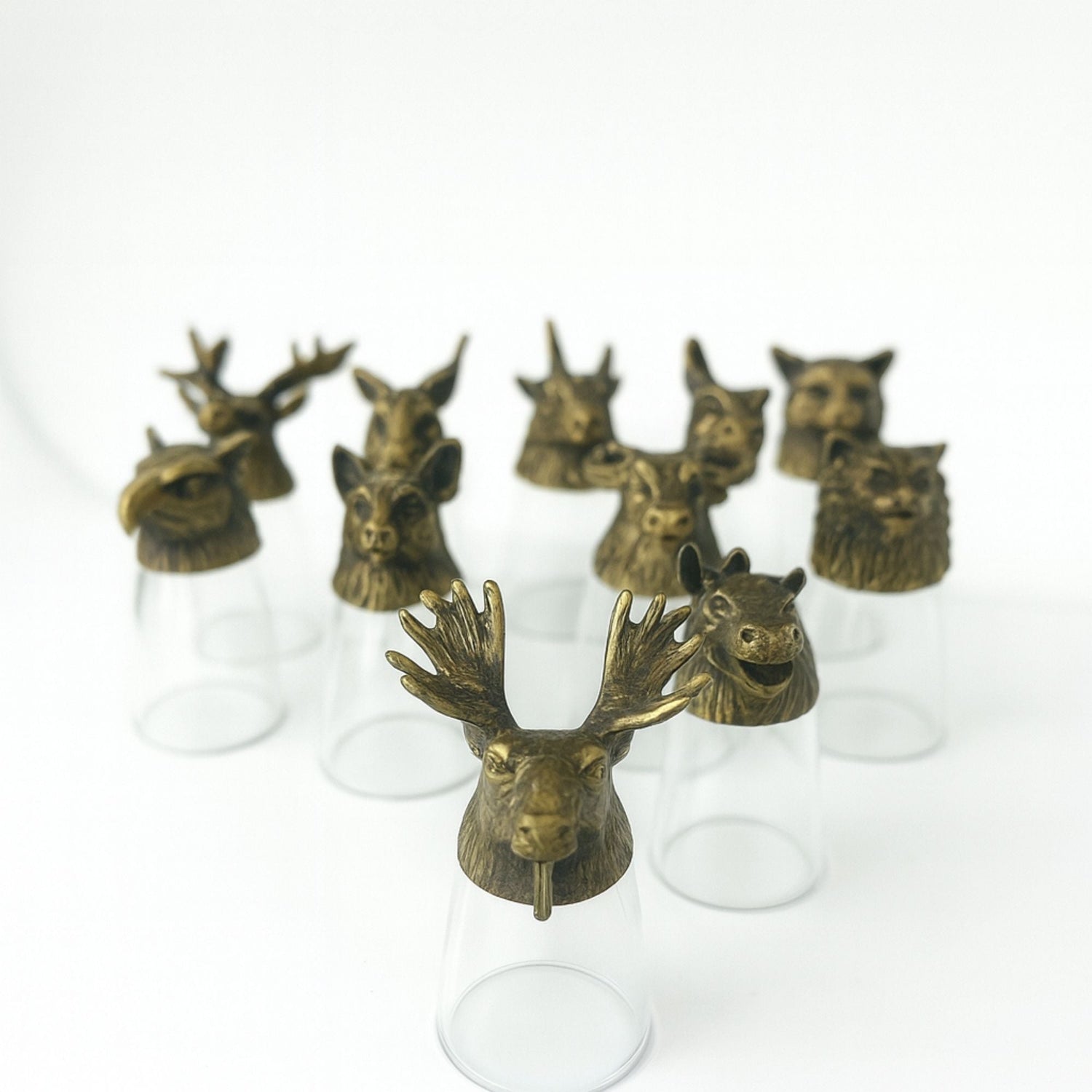 12 Woodland Animal Bottom - Up Shot Glasses, Antique Bronze - SHAMTAM.COM