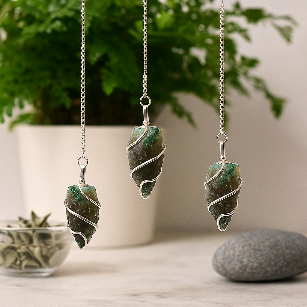 Kyvadlo z mechového achátu surový krystal