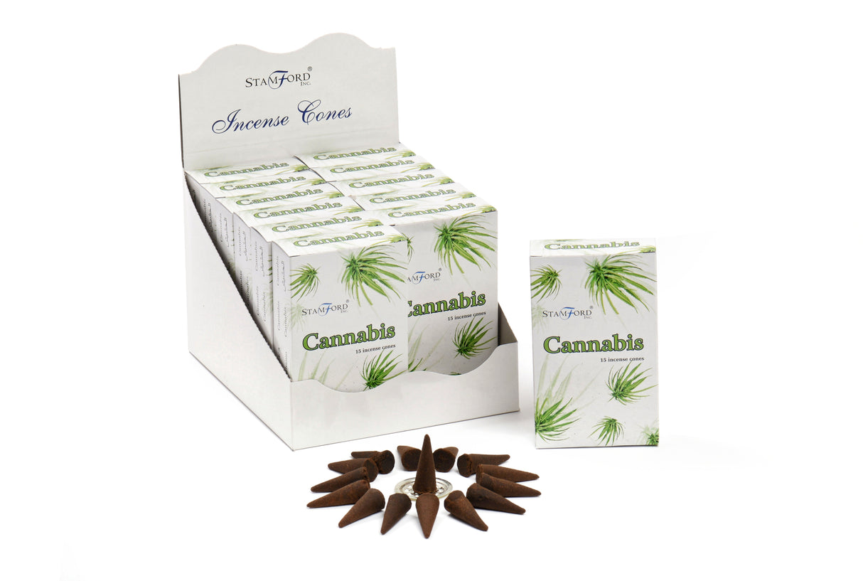 Cannabis Räucherkegel 15er Pack mit Halter