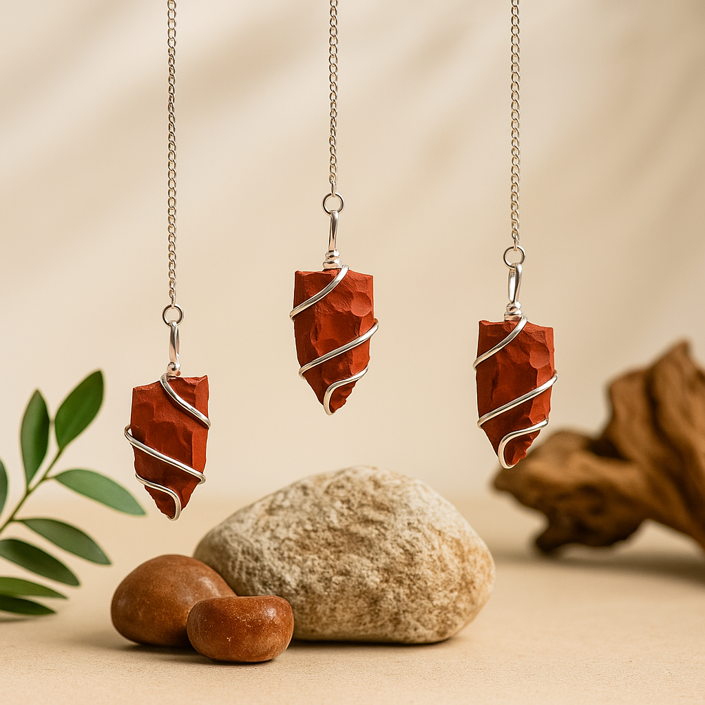 Κόκκινο Ιάσπι Κρυσταλλικό Εκκρεμές Ακατέργαστο