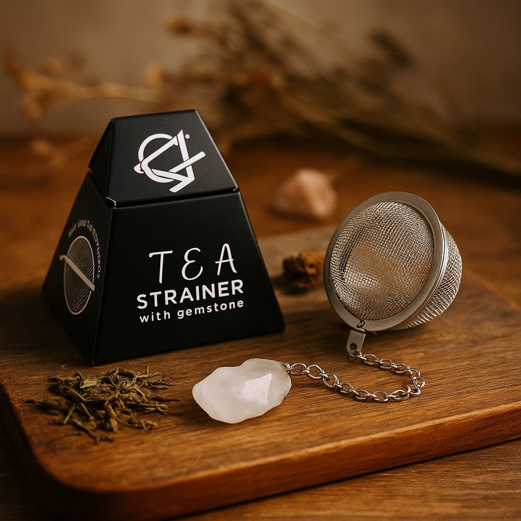 Stainless Steel Tea Infuser, Raw Rock Quartz Gemstone