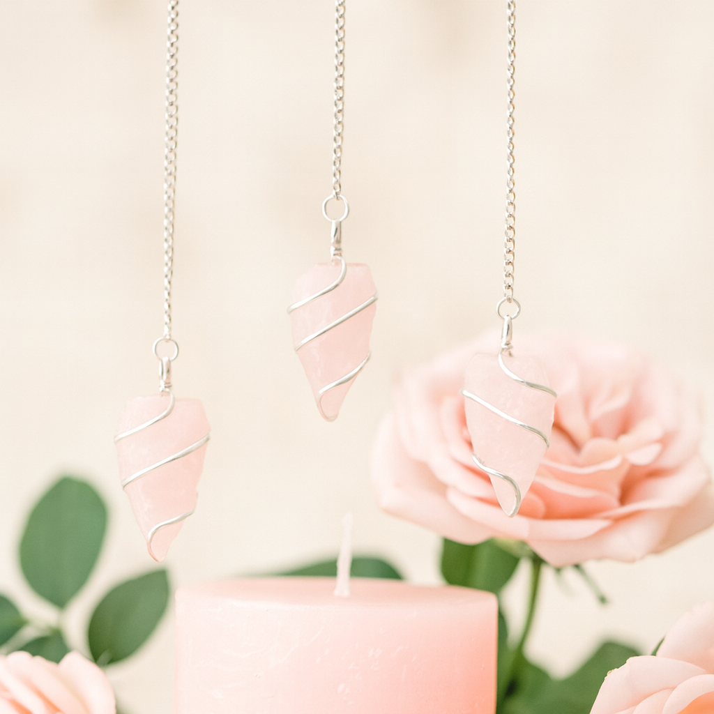 Rose Quartz Crystal Pendulum Raw