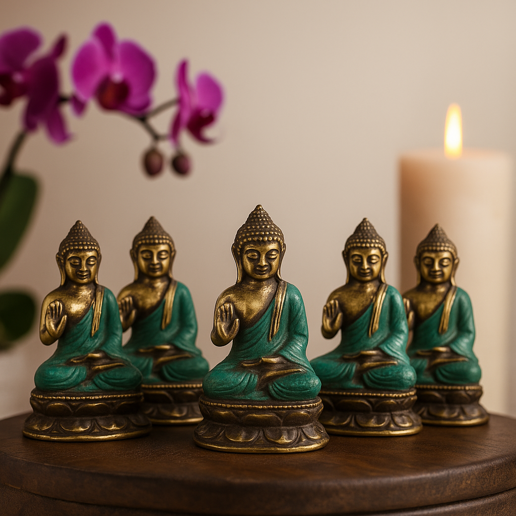 Statuetă Buddha Mini Alama Șezând Mână Ridicată