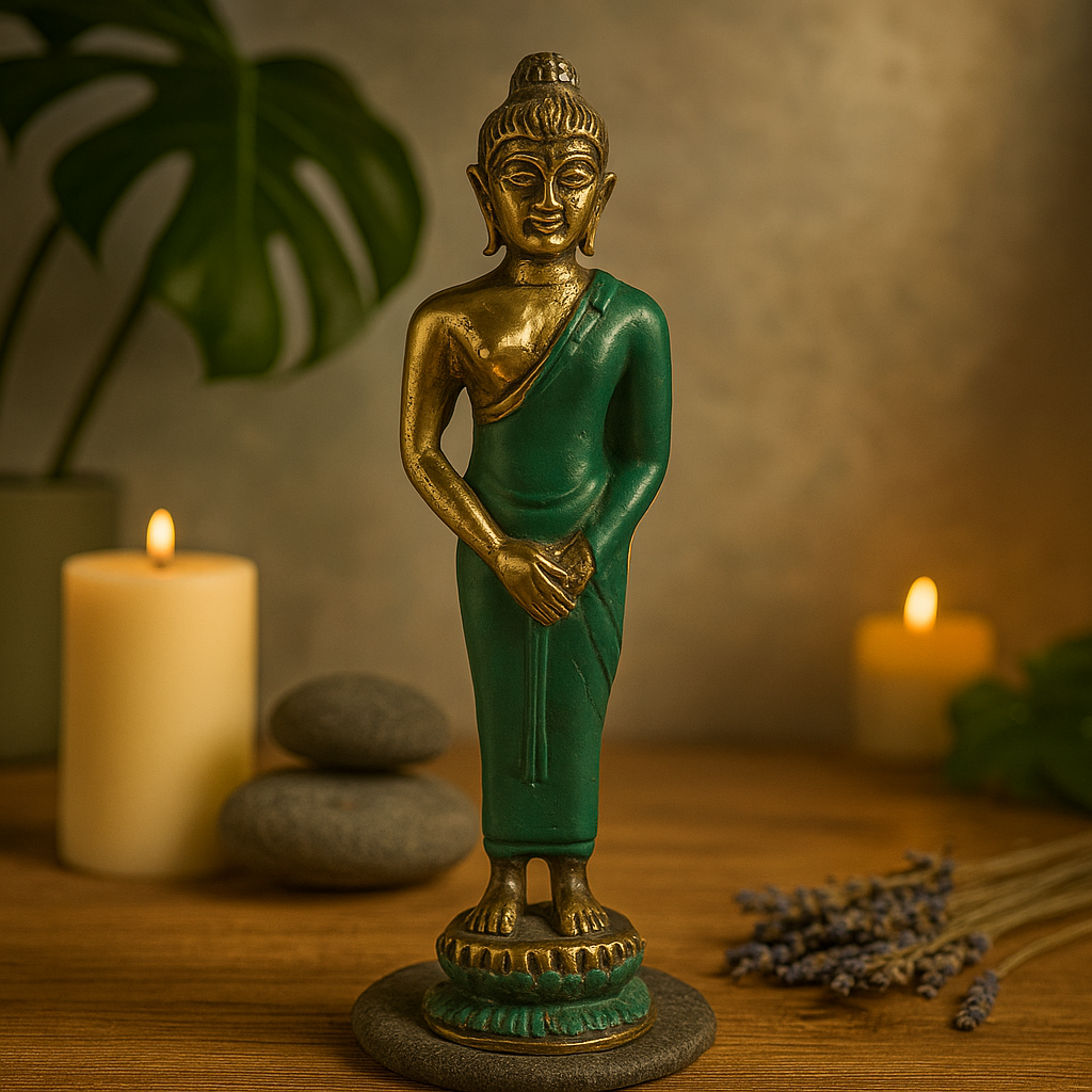 Standing Buddha Brass Statue