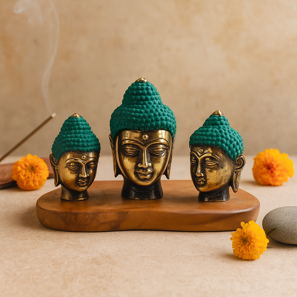 Set de 3 statui cap de Buddha