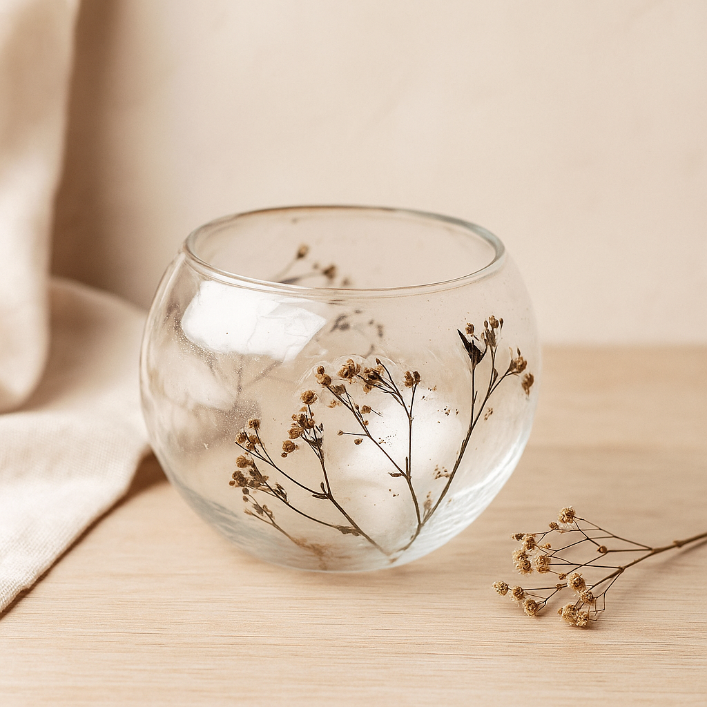 Baby’s Breath Resin Tealight Bowl Candle Holder 8x10cm