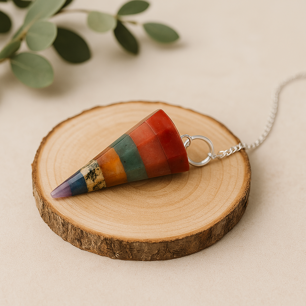 Çakra Kristal Sarkacı, 7 Dilim Değerli Taşlar