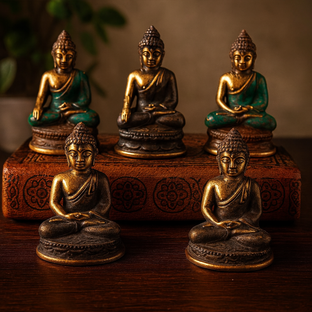Statuetă Mini Buddha Meditativă din Alamă