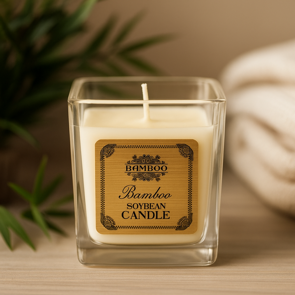 Sójová vosková sviečka v skle - Bambus