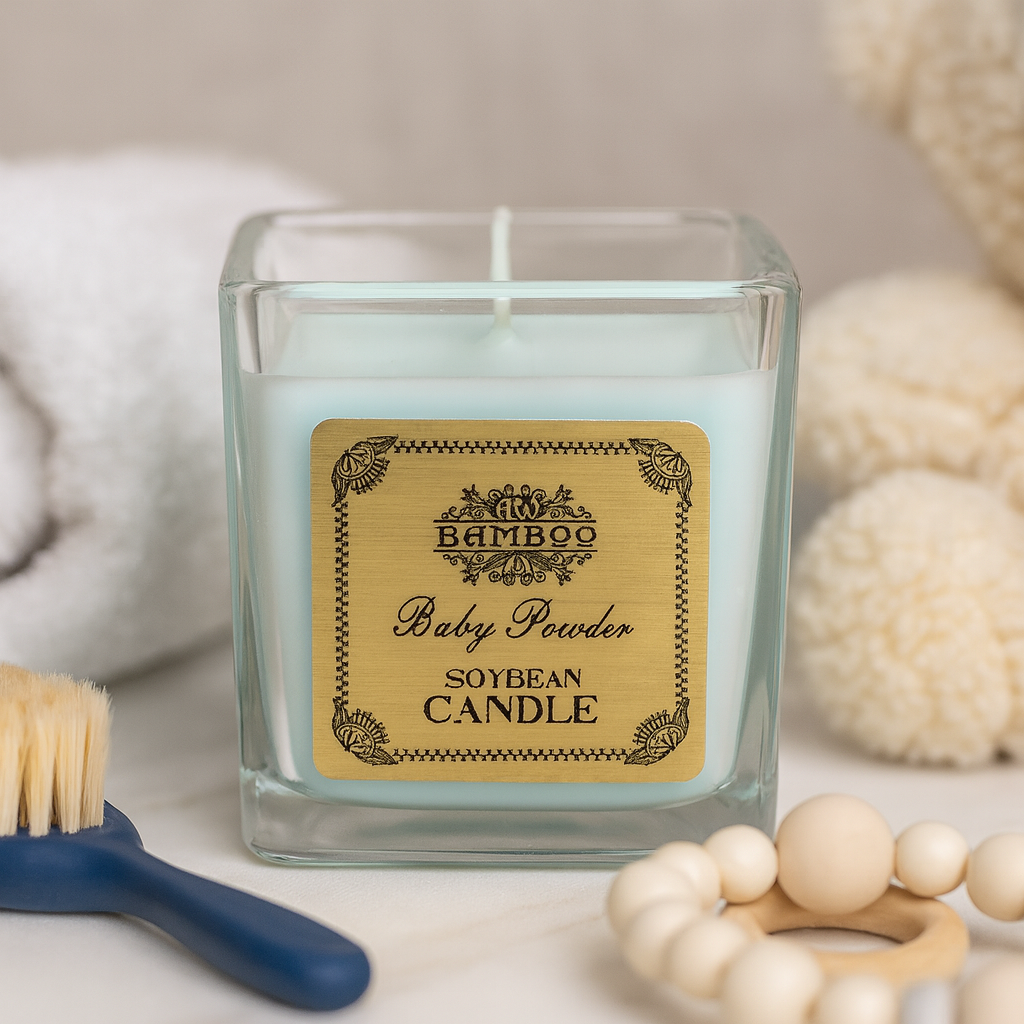 Соева свещ в буркан, бебешка пудра