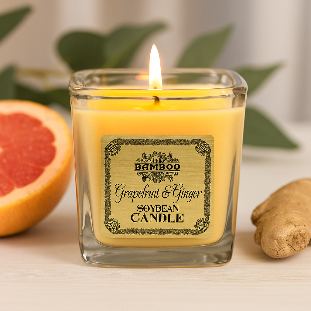 Sójová vosková sviečka v skle, grep a zázvor