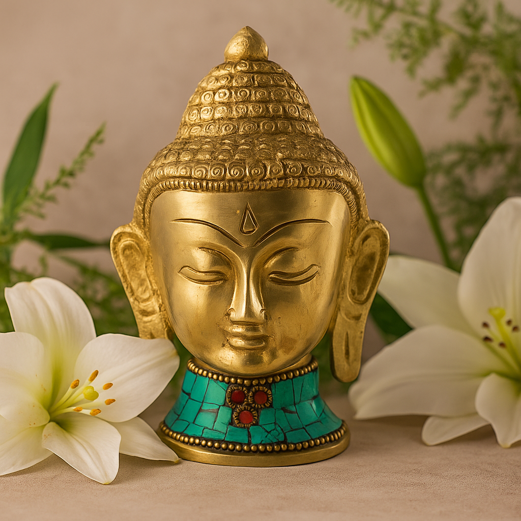 Brass Buddha Statue Large Head 11.5 cm