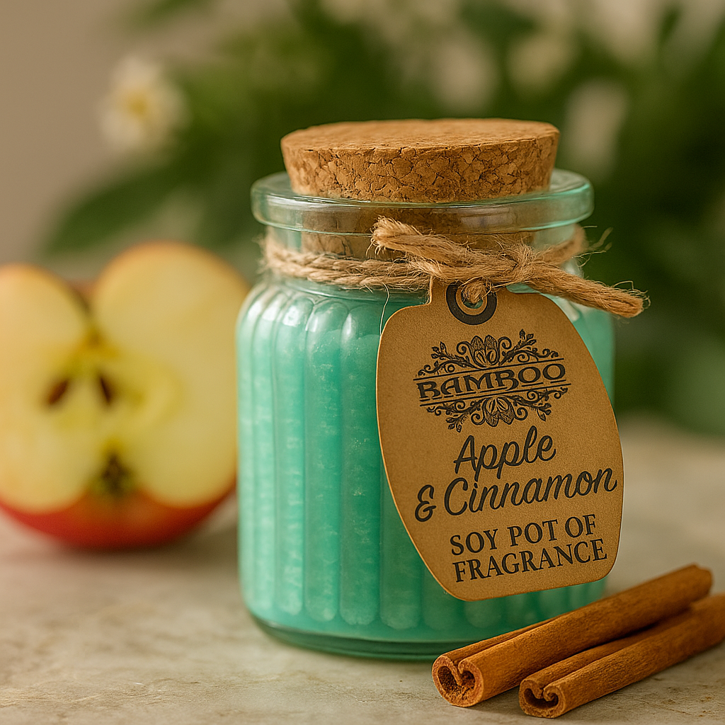 Velas aromáticas de soja y manzana y canela