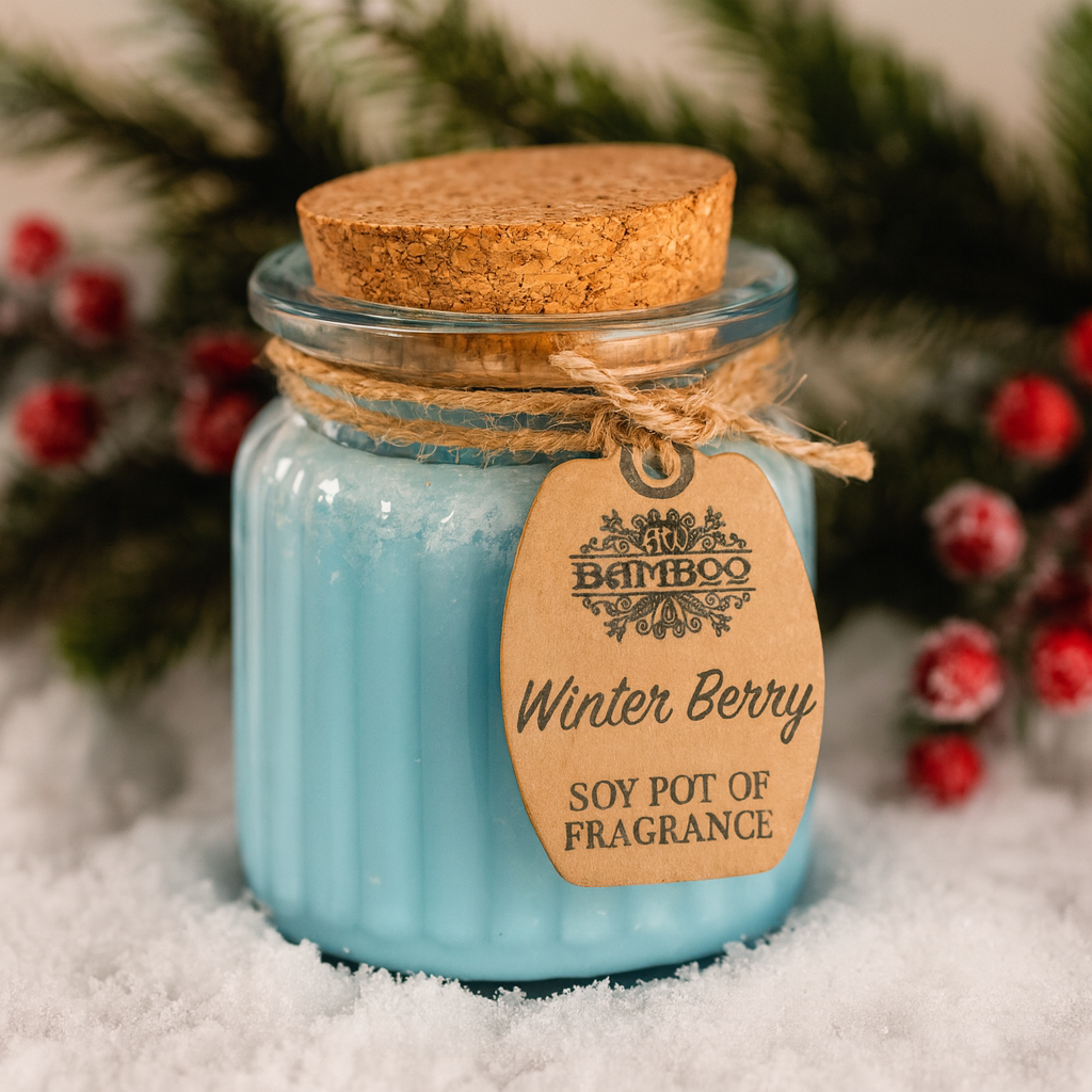 Vonné sójové sviečky v skle Zimné bobule, 2 kusy