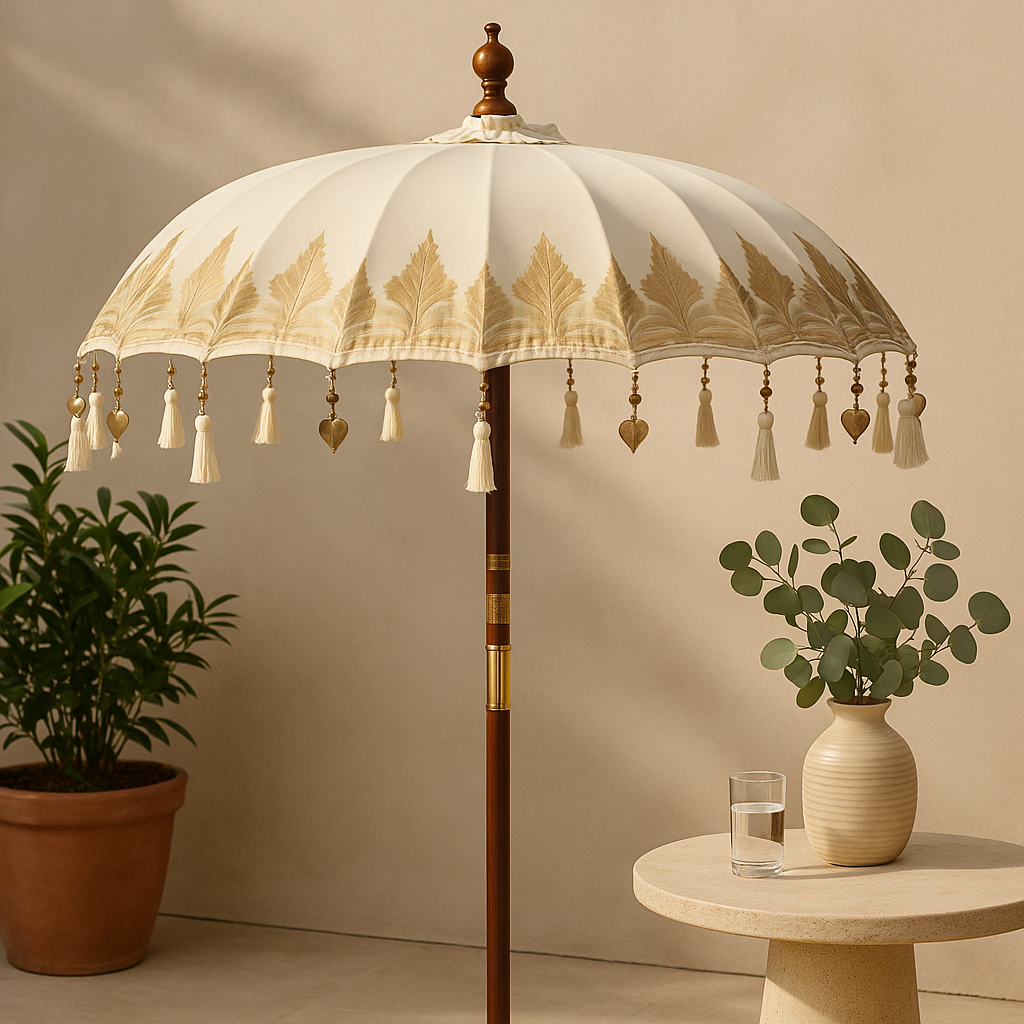 Ivory Balinese Patio Umbrella 1.5m Garden Parasol