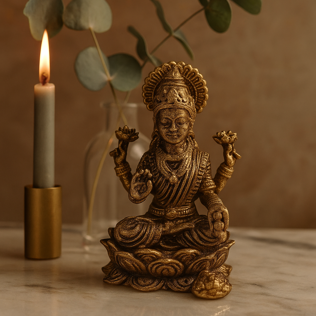 Antique Brass Goddess Lakshmi Laxmi Miniature Idol 30mm