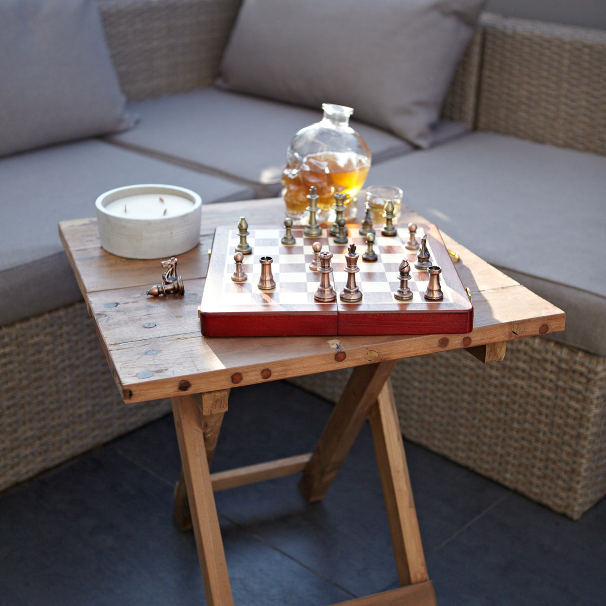Opvouwbare Vierkante Salontafel – Gerecycled Hout 50cm