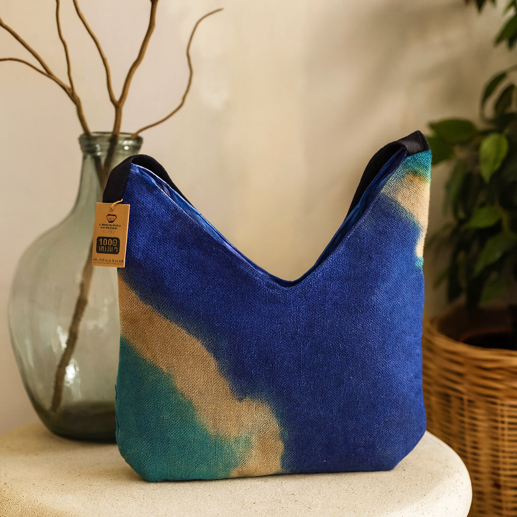 Torba na ramię - miękka mieszanka dżinsu w kolorze niebieskim