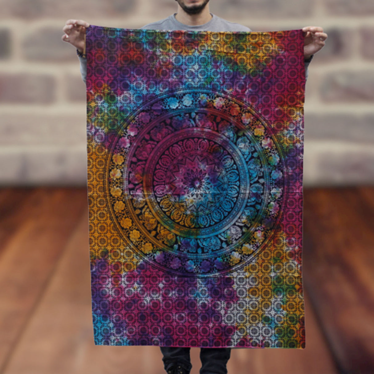 Elefantti seinävaate puuvillaa mandala
