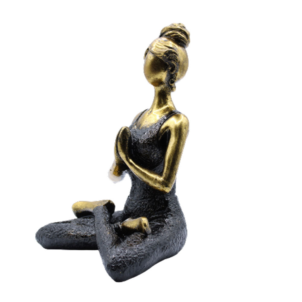 Figurine Femme de Yoga Bronze et Noir 24cm