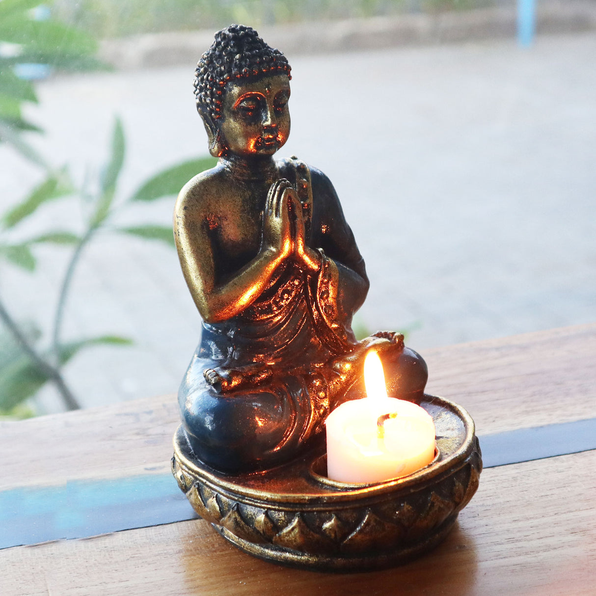 Boeddha Kandelaar – Rood Middel Hars