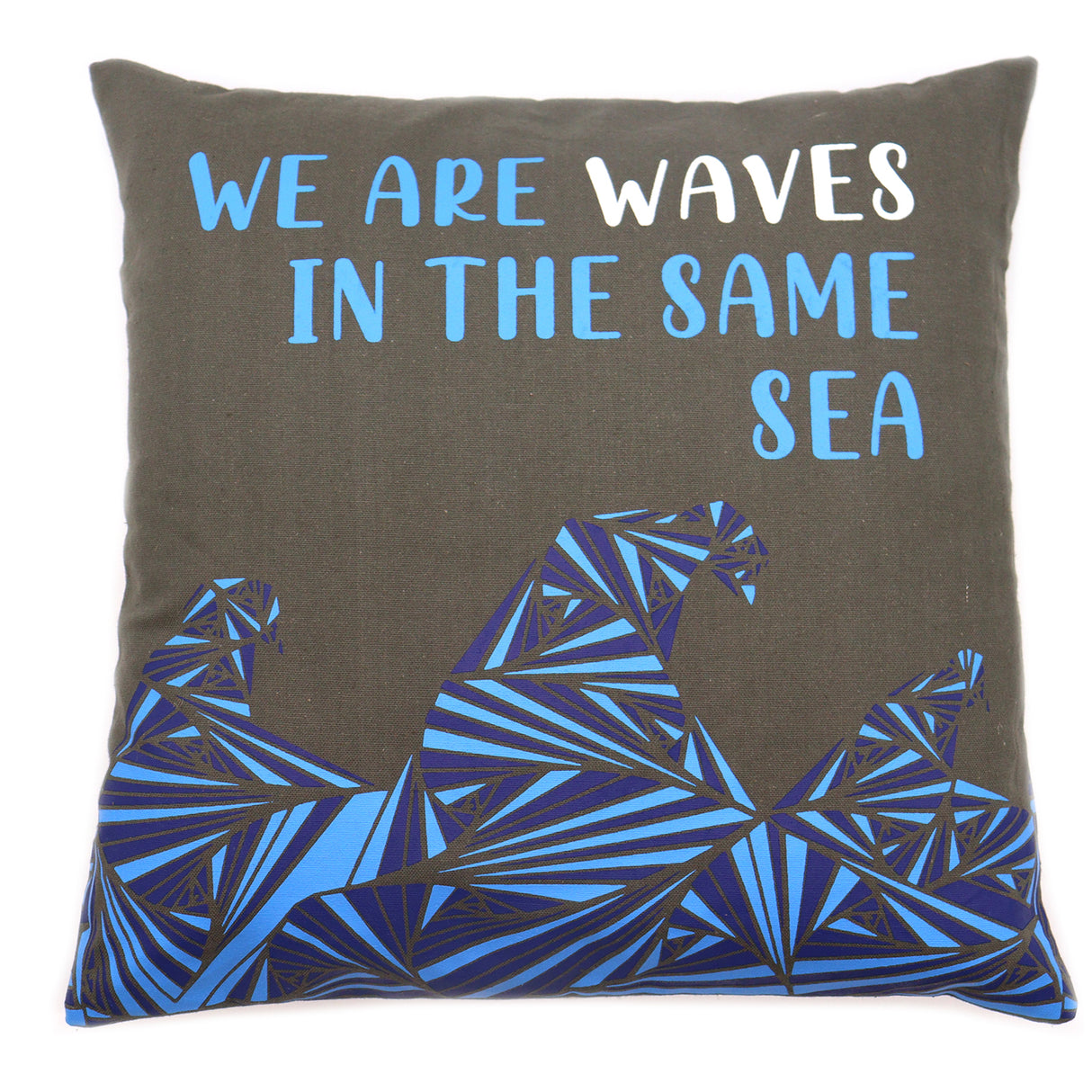 Cotton Cushion Covers Grey Blue Natural, 3 Pack