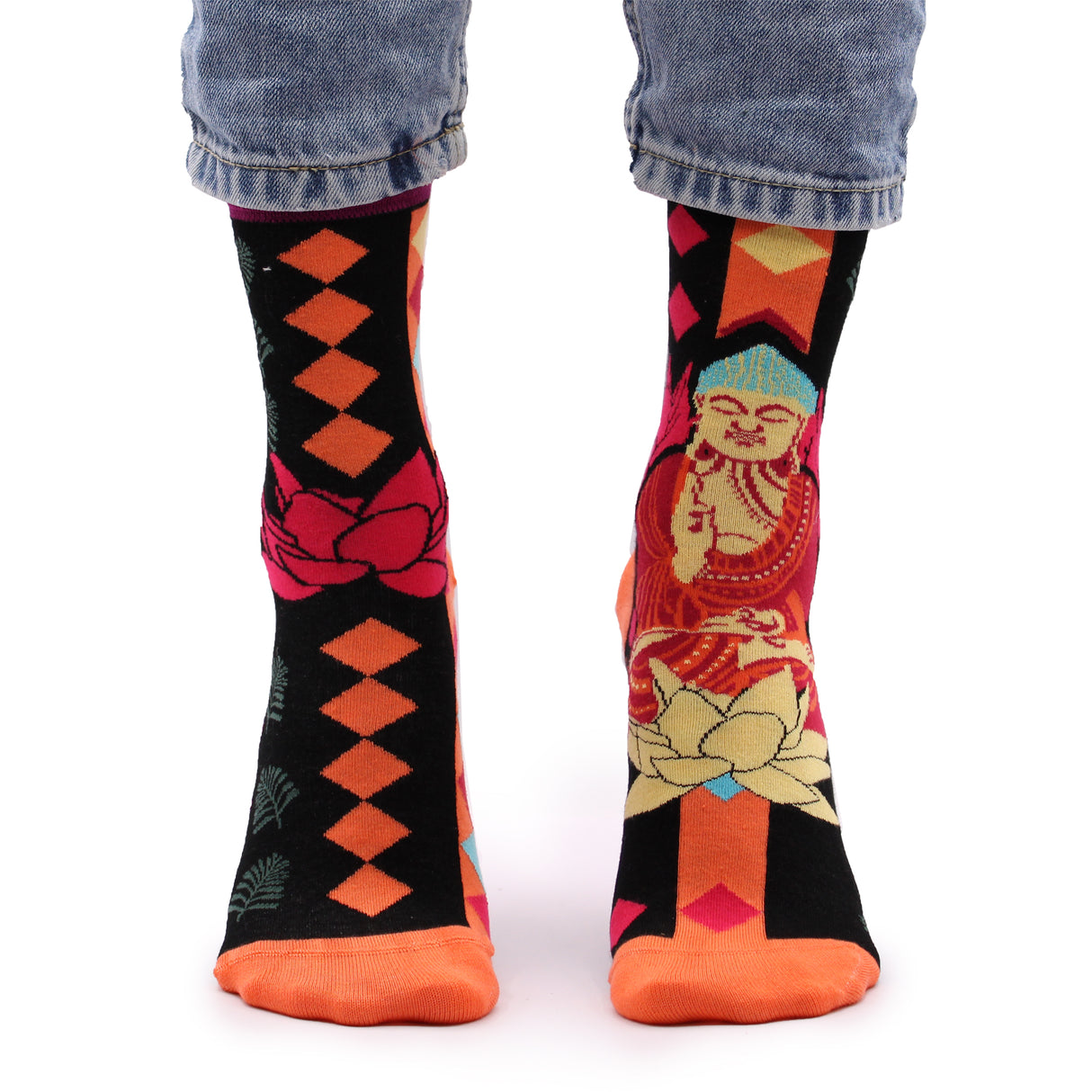 Chaussettes en bambou Bouddha rose et lotus Small-Medium