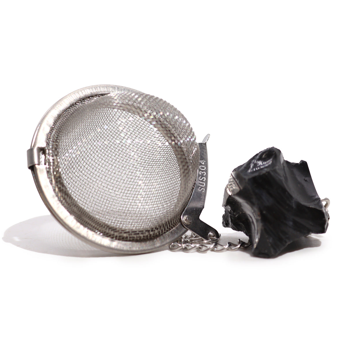Tea Strainer, Raw Black Obsidian Gemstone