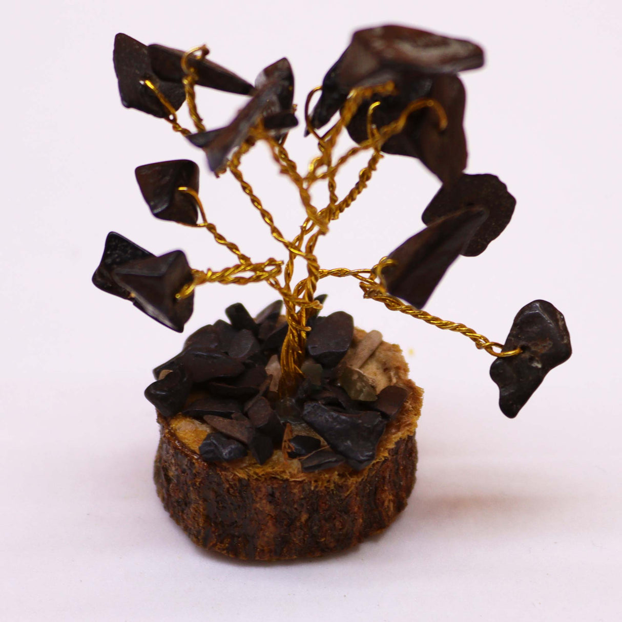 Zwarte Agaat Edelstenen Boom Houten Basis – 15 Edelstenen