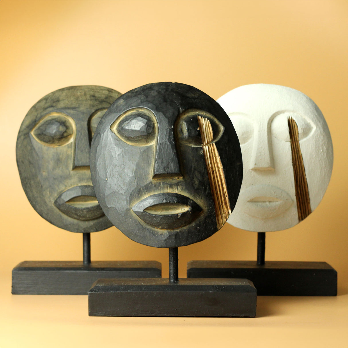 Tribal Decoratief Masker Zwart 27x20cm Timor