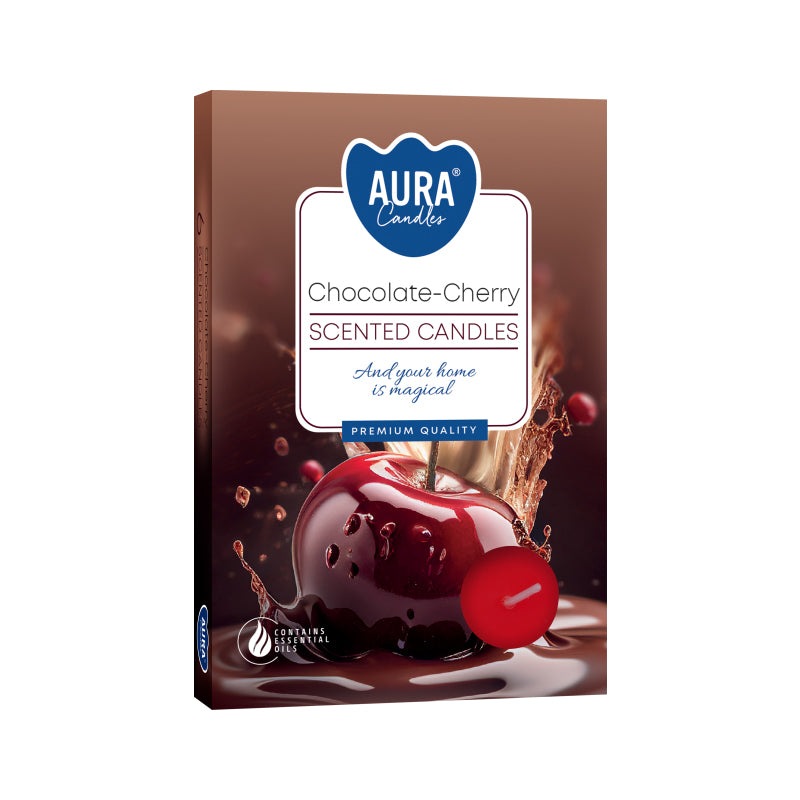 Conjunto de 6 Velas Tealight Perfumadas a Chocolate e Cereja Ácida