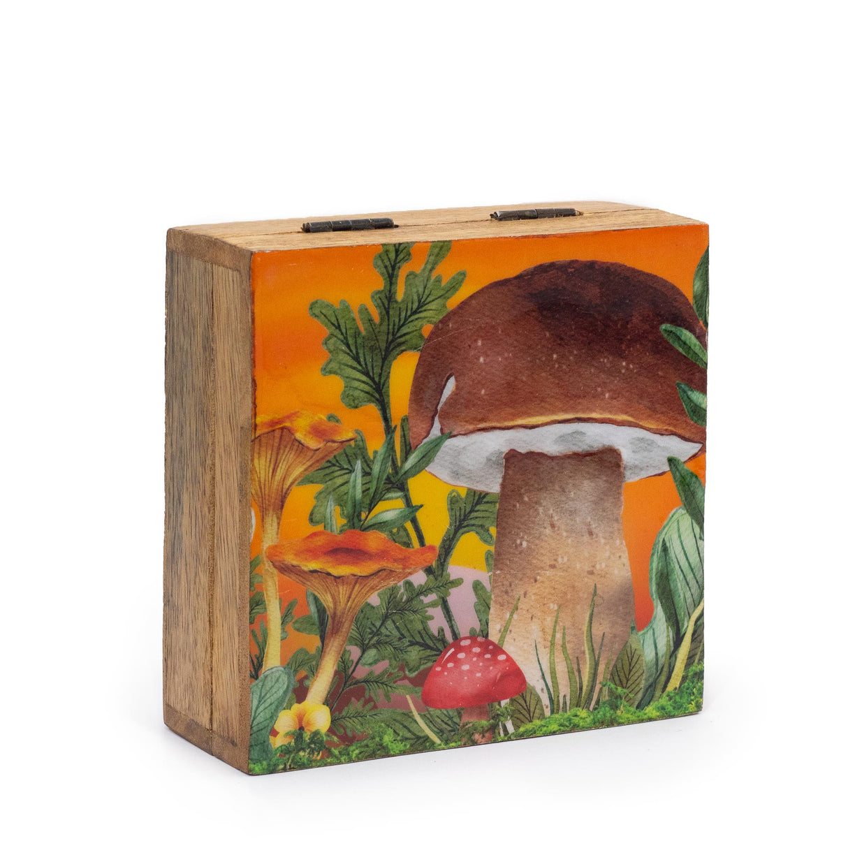 Средна квадратна кутия с дизайн на гъба, бордо 13.5x13.5x6cm