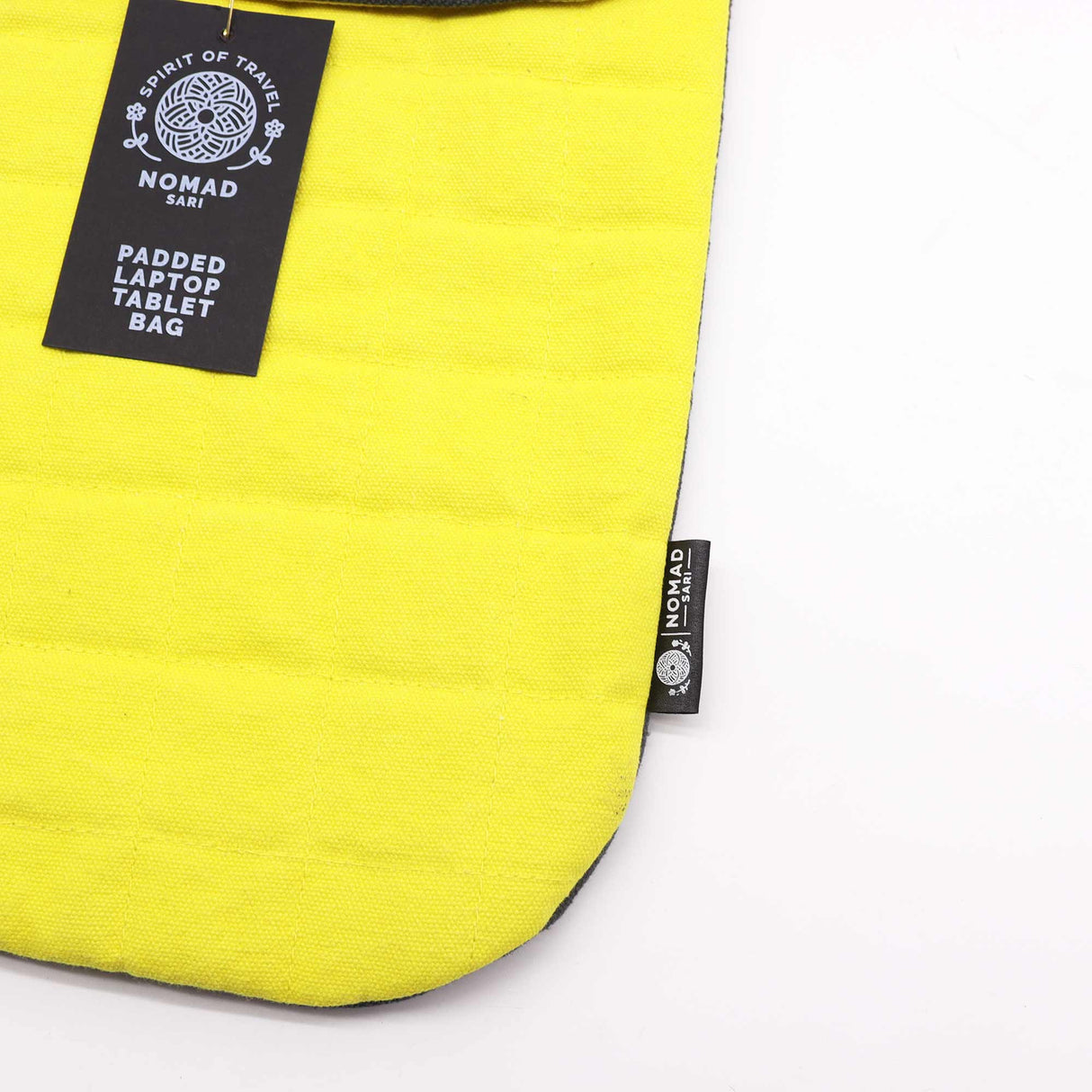 Housse matelassée pour ordinateur 13 pouces, coton stonewashed jaune charbon