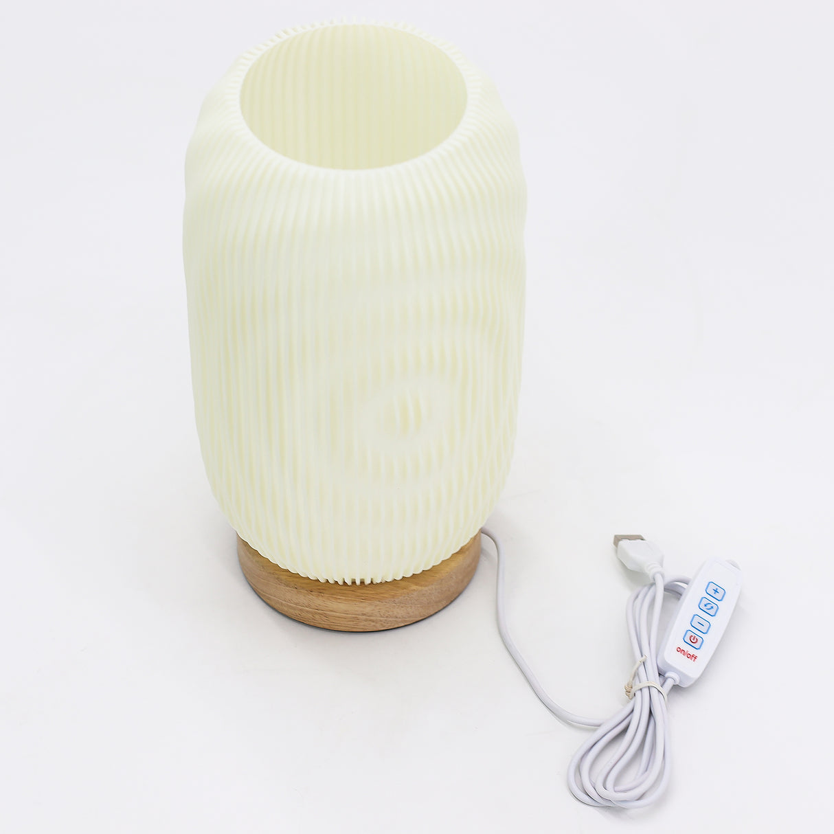 USB Powered 3-Level Bedside Table Lamp Wood Base