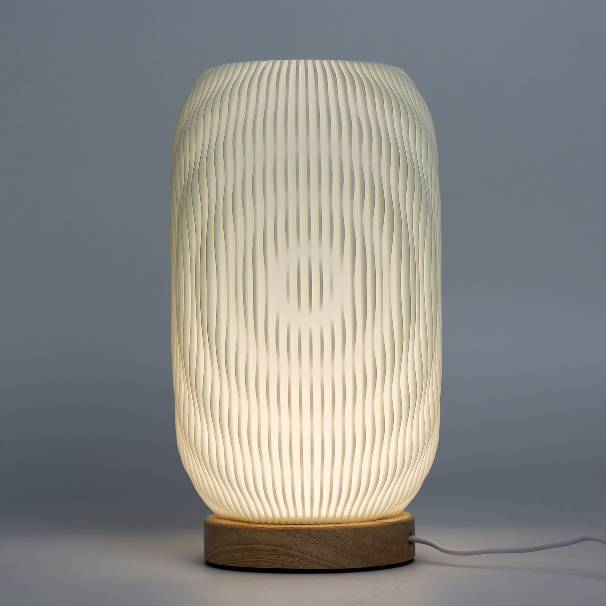 USB Powered 3-Level Bedside Table Lamp Wood Base